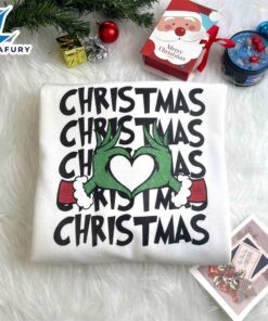 Grinch Christmas Heart Hand Sweatshirt