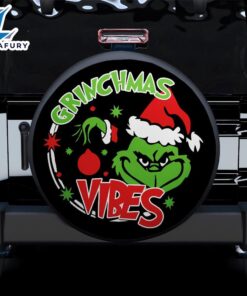 Grinch Christmas Vibes Car Spare Tire Covers Gift For Campers