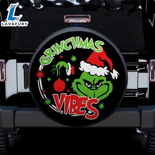 Grinch Christmas Vibes Car Spare Tire Covers Gift For Campers