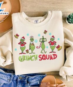 Grinch Squad Embroidery ShirtFunny Christmas…