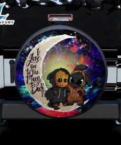 Groot And Toothless Love You To The Moon Galaxy Car Spare Tire Covers Gift For Campers