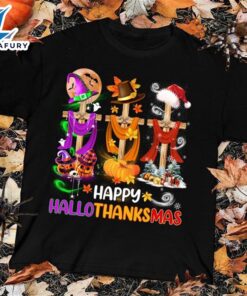 Happy Hallothanksmas Wooden Cross Scarfs…