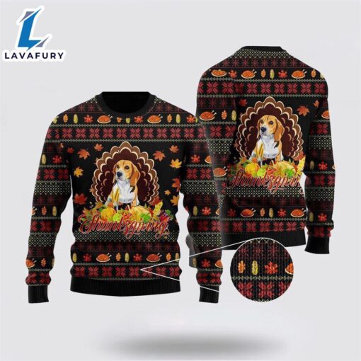 Happy Thanksgiving Funny Beagle Dog Ugly Christmas Sweater For Men And Women  Gift Dog Loves