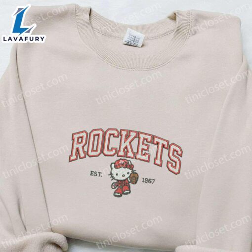 Hello Kitty Houston Rockets NBA Sports Embroidered Sweatshirt Fashion Style