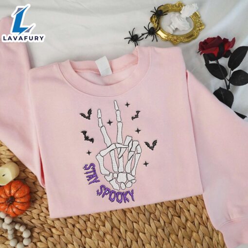 Hi Skeleton Halloween Embroidered Sweatshirt Fashion Style