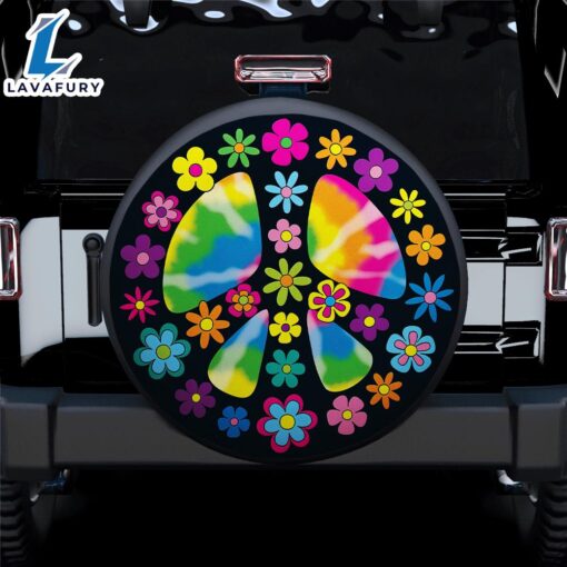 Hippie Peace Sign Flower Floral Spare Tire Covers Gift For Campers