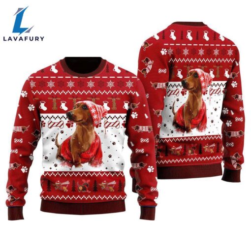 Holiday Dachshund Ugly Christmas Sweater For Men And Women  Gift Dog Loves