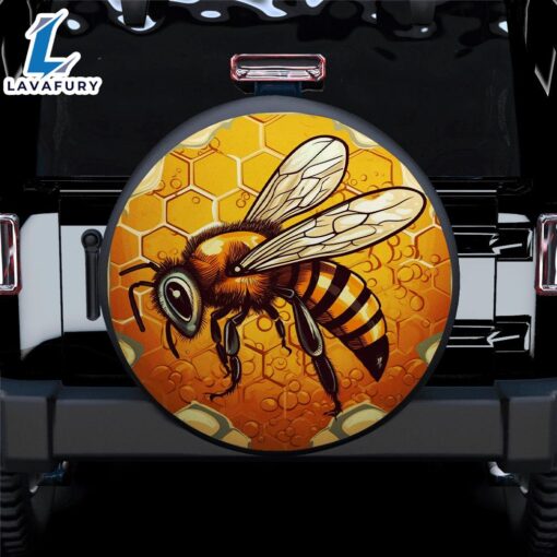 Honey Bee Cartoon Car Spare Tire Covers Gift For Campers