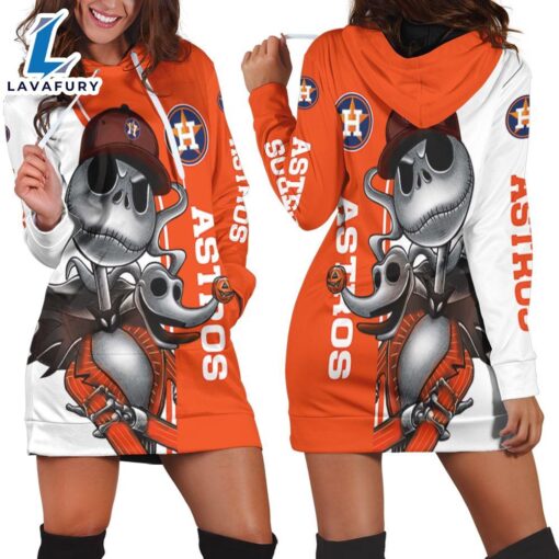 Houston Astros Jack Skellington And Zero Hoodie Dress