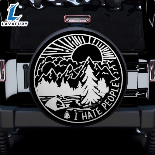 I Hate People, Camping Vintage Art Car Spare Tire Cover Gift For Campers