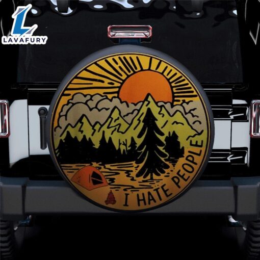 I Hate People Retro Vibes Campsite Car Spare Tire Cover Gift For Campers