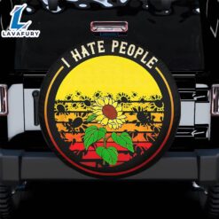 I Hate People Sunflower Retro 70s Style Spare Tire Cover Gift For Campers