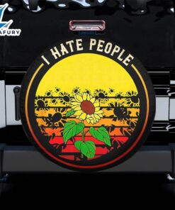 I Hate People Sunflower Retro 70s Style Spare Tire Cover Gift For Campers