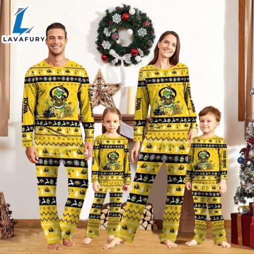 Iowa Hawkeyes NCAA Custom Name Grinch Christmas And Sport Team Pajama Set  Gift Christmas