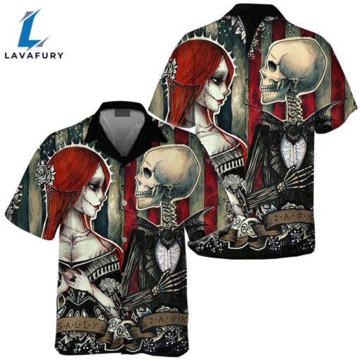 Jack Skellington And Sally Skull Hawaiian Shirt