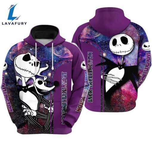 Jack Skellington And Zero Purple Galaxy Hoodie