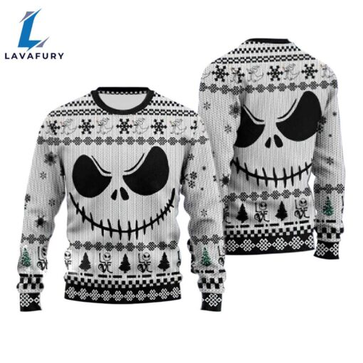 Jack Skellington Black White Ugly Sweater