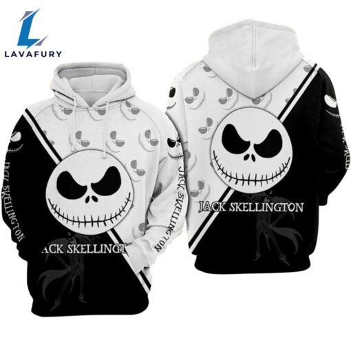 Jack Skellington Face Black White Hoodie