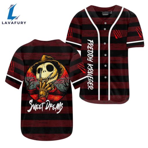 Jack Skellington Freddy Krueger Sweet Dreams Baseball Jersey