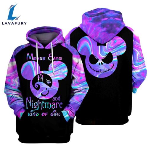 Jack Skellington Mouse Ears And Nightmare Kind Of Girl Hoodie & Zip Hoodie