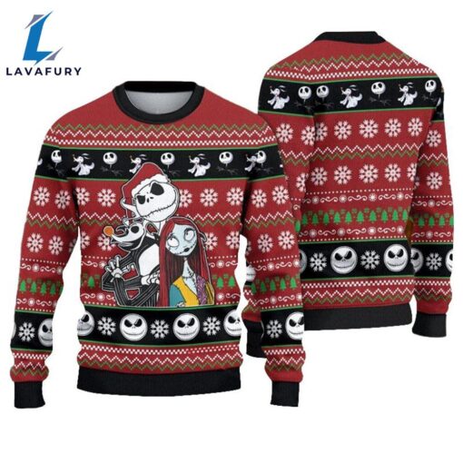 Jack Skellington Zero And Sally Ugly Sweater