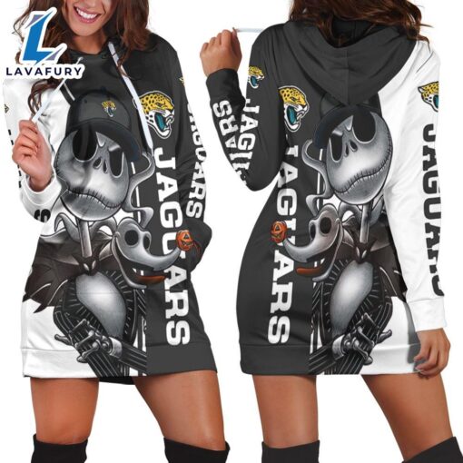 Jacksonville Jaguars Jack Skellington And Zero Hoodie Dress