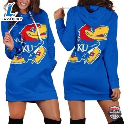 Kansas Jayhawks NCAA 3D All Ove Print Hoodie Dress