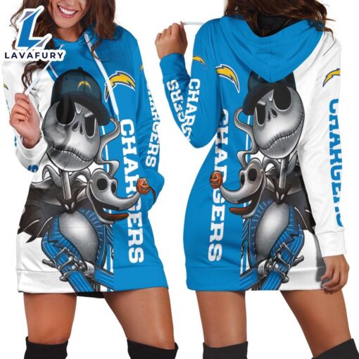 Los Angeles Chargers Jack Skellington And Zero Hoodie Dress