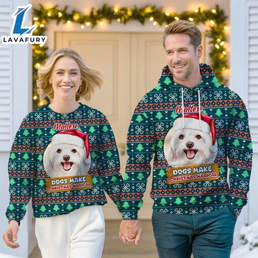 Maltese Dog Make Christmas Magical Christmas Sweatshirt & Hoodie   Gift Christmas