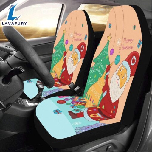 Merry Chistmas Santa Claus And Christmas Tree Car Seat Covers  Car Decor