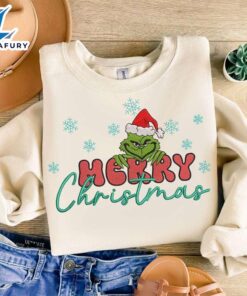 Merry Christmas Grinch Embroidery SweaterFunny…