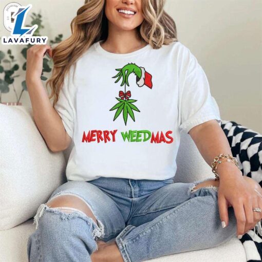 Merry Weedmas Grinch Embroidered SweatshirtFunny Christmas Shirt