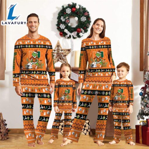 Miami Hurricanes NCAA Custom Name Grinch Christmas And Sport Team Pajama Set  Gift Christmas