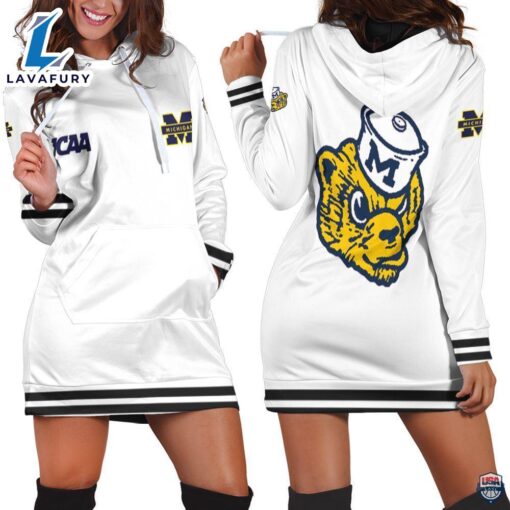 Michigan Wolverines NCAA Classic White 3D Hoodie Dress