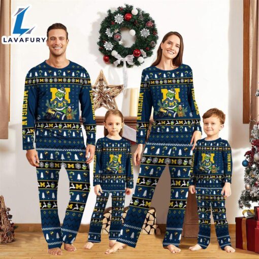 Michigan Wolverines NCAA Custom Name Grinch Christmas And Sport Team Pajama Set  Gift Christmas