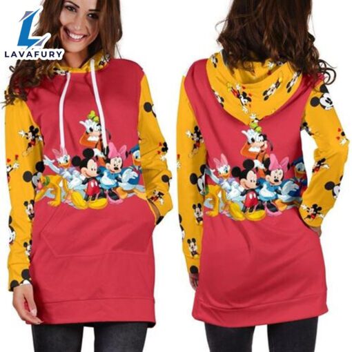 Mickey 3d All Over And Friends Hoodie Dress