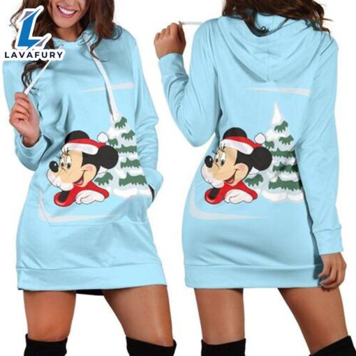 Mickey 3d All Over Christmas Hoodie Dress