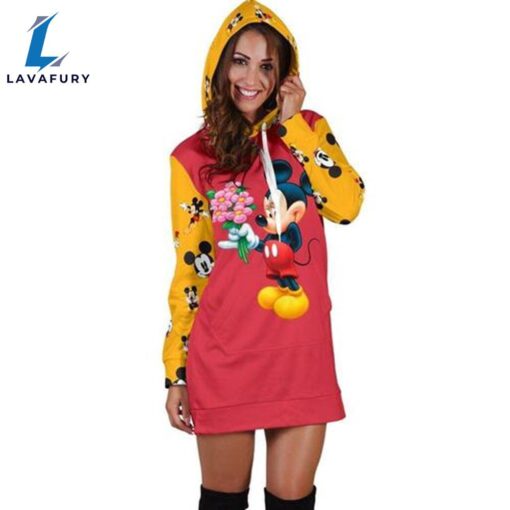 Mickey 3d All Over Love Hoodie Dress