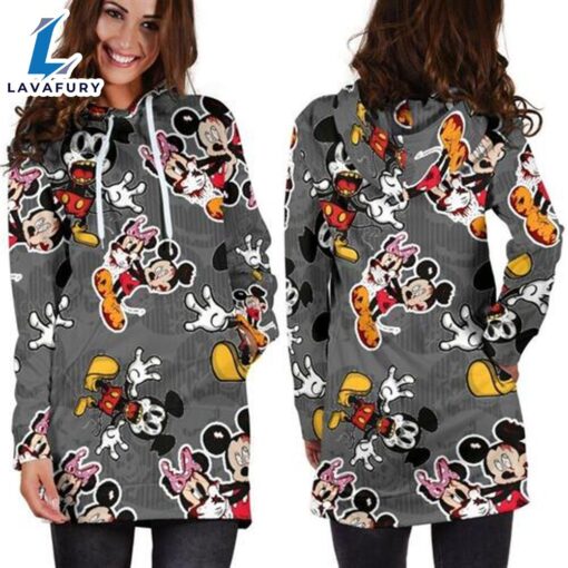 Mickey 3d All Over Pdiid Hoodie Dress