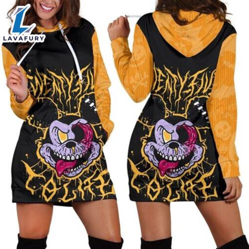 Mickey 3d All Over Skull Hoodie Dress