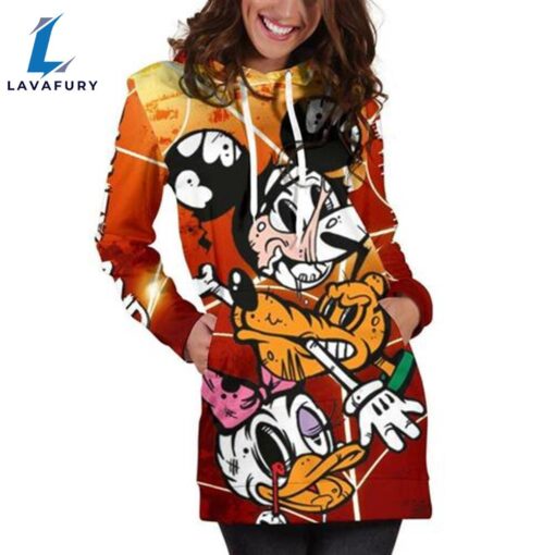 Mickey 3d All Over Wtf0k Hoodie Dress