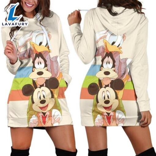 Mickey Goofy Characters And Donald Disney Womens Hoodie Dress