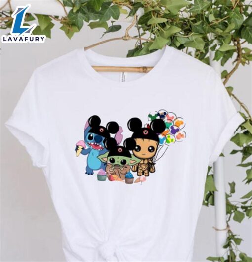 Mickey Shirt, Stitch,Baby Yoda,Baby Groot Shirt,Stitch & Baby Yoda Snacks Shirt-Disneyworld Family Shirts,Disneyland Shirts