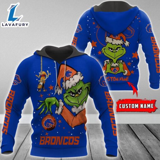 Ncaa Boise State Broncos Football Team The Grinch Custom Name Hoodie  Gift Christmas