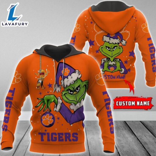 Ncaa Clemson Tigers Football Team The Grinch Custom Name Hoodie  Gift Christmas