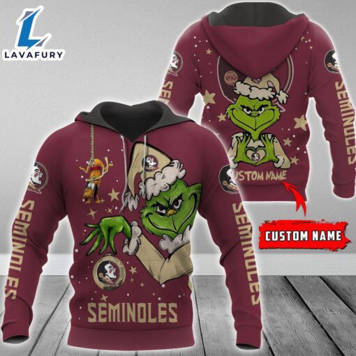 Ncaa Florida State Seminoles Football Team The Grinch Custom Name Hoodie  Gift Christmas