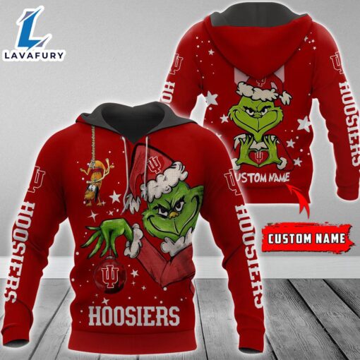 Ncaa Indiana Hoosiers Football Team The Grinch Custom Name Hoodie  Gift Christmas