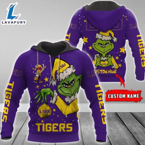 Ncaa Lsu Tigers Football Team The Grinch Custom Name Hoodie  Gift Christmas