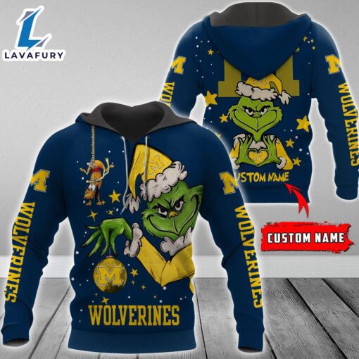 Ncaa Michigan Wolverines Football Team The Grinch Custom Name Hoodie  Gift Christmas