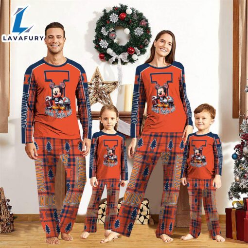 NCAA Mickey Mouse Illinois Fighting Illini Pajamas Personalized Your Name  Gift For Christmas